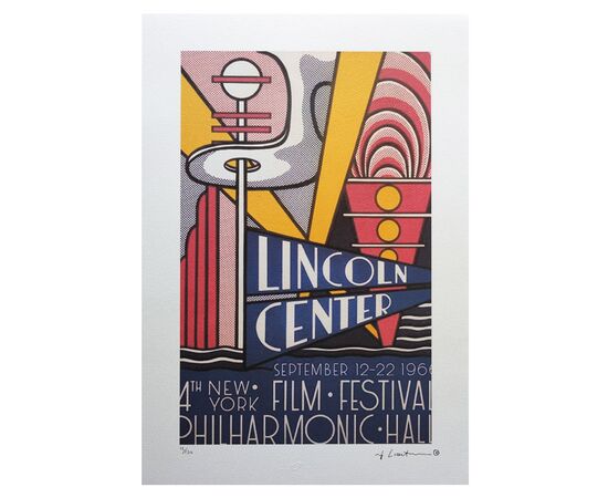 1980s Original Stunning Roy Lichtenstein "Lincoln Center" Limited Edition Lithograph