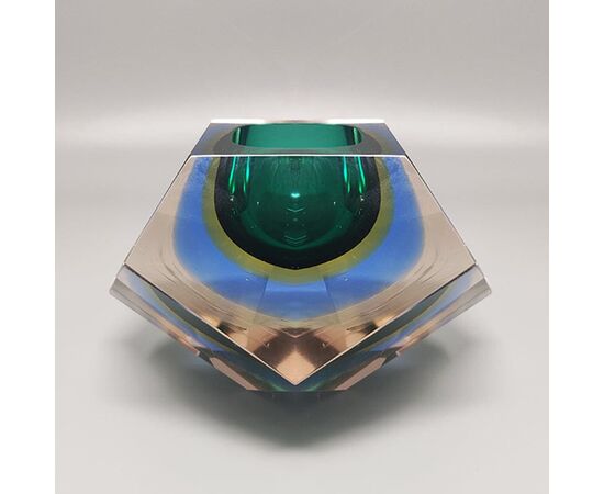 1960s Gorgeous Big Green Ashtray or Catchall by Flavio Poli for Seguso. Made in Italy