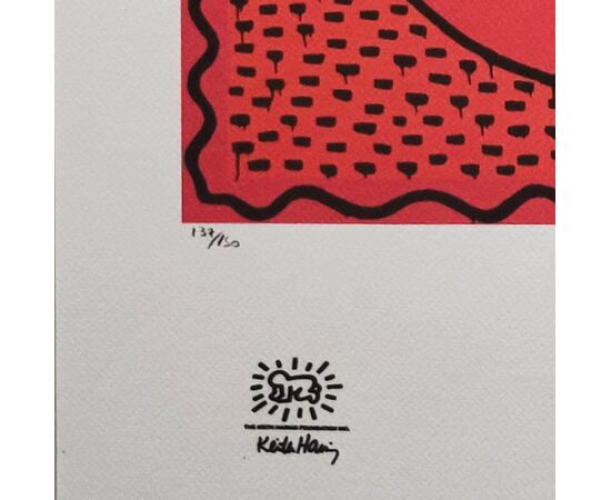 1990s Original Gorgeous Keith Haring Limited Edition Lithograph