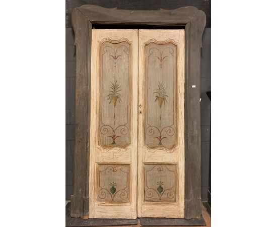  pts736 - porta laccata con pannelli dipinti, cm l 144 x h 242 