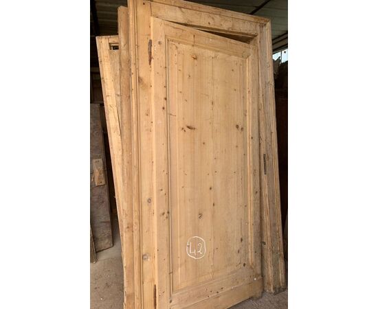 pts654 n. 4 doors with frame, in raw spruce, from the 1800s,     