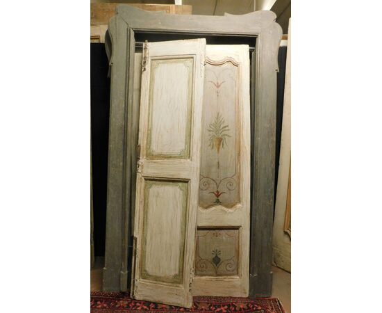  pts736 - porta laccata con pannelli dipinti, cm l 144 x h 242 