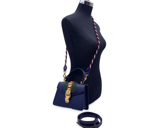 GUCCI Borsa a Mano in Pelle Col. Blu Sylvie S
