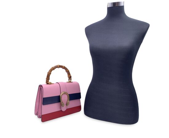 GUCCI Borsa a Mano in Pelle Col. Rosa Dionysus Bamboo M