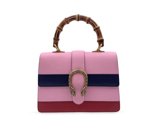 GUCCI Borsa a Mano in Pelle Col. Rosa Dionysus Bamboo M