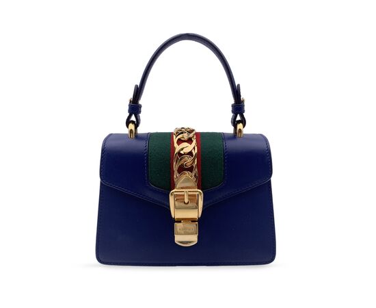 GUCCI Borsa a Mano in Pelle Col. Blu Sylvie S