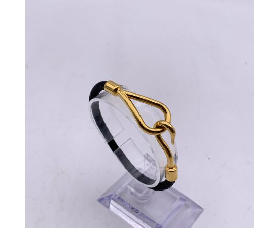 HERMES Bracciale in Pelle Col. Nero Jumbo Hook