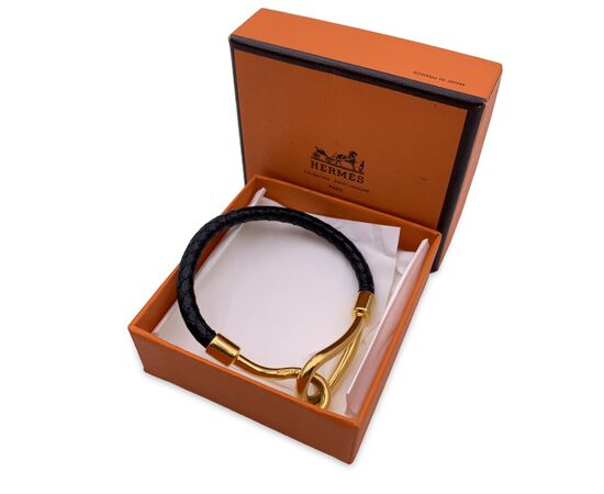 HERMES Bracciale in Pelle Col. Nero Jumbo Hook