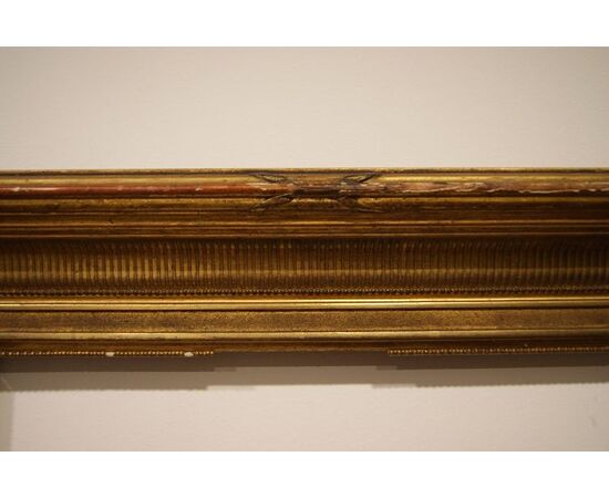 Antica cornice francese del 1800 rettangolare in foglia oro