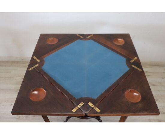 Tavolo da gioco in palissandro intarsiato, anni '40 PREZZO TRATTABILE