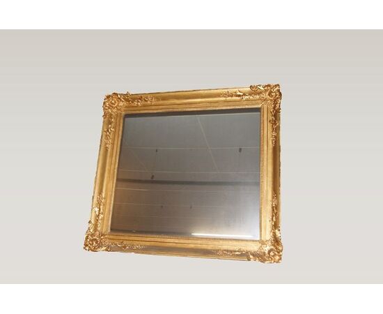 Antica Grande specchiera quadrata foglia oro del 1800