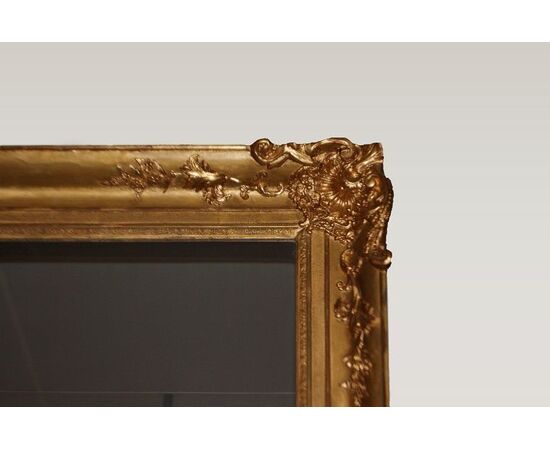 Antica Grande specchiera quadrata foglia oro del 1800