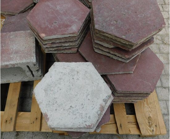 darp196 - hexagonal cement tiles, 28 sqm scraps, 1900s     