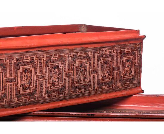 Important Burmese lacquered bamboo hood     