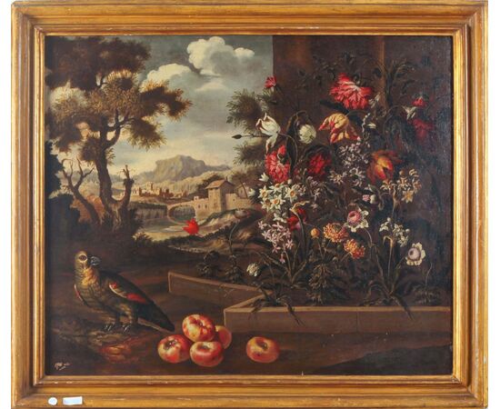 Straordinario dipinto olio su tela raffiguranti natura morta Paolo Paoletti