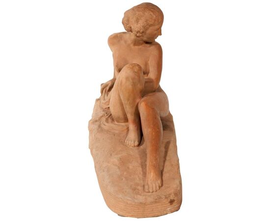&quot;nude&quot; female in terracotta signed Bouraine     