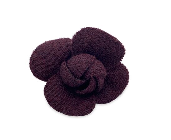 CHANEL Spilla Vintage in Tela Col. Marrone Camellia Brooch