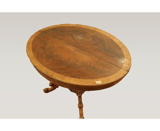 Tavolo ovale Ovalino allungabile in piuma di mogano del 1800 Nord Europa