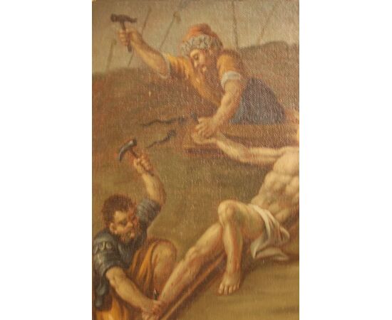 Antico quadro del 1700 italiano raffigurante "Crocifissione di Gesù" olio su tela