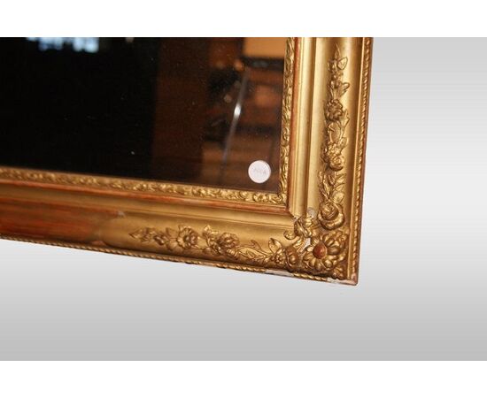 Specchiera rettangolare simmetrica stile Luigi XVI dorata foglia oro del 1800