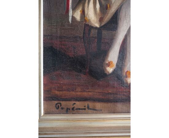 Dipinto raffigurante Pierrot, firmato Emil Pap