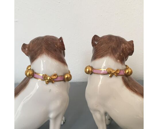 Beautiful pair of Dresden porcelain dogs     