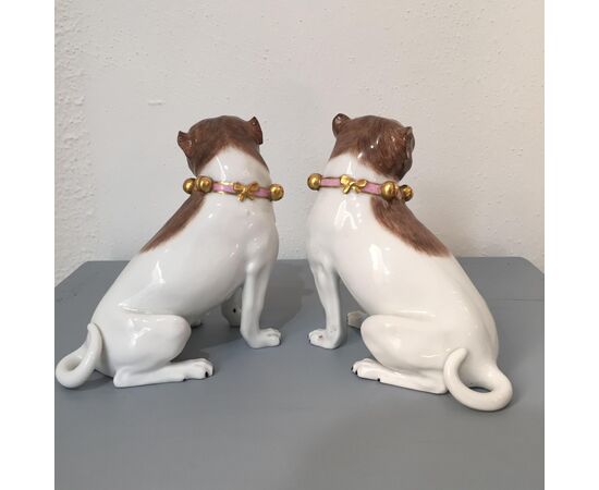 Beautiful pair of Dresden porcelain dogs     