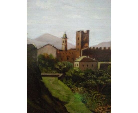 Dipinto, "Paesaggio con castello"