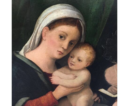 Madonna con Bambino , San Giovannino e committenti , scuola veneta .