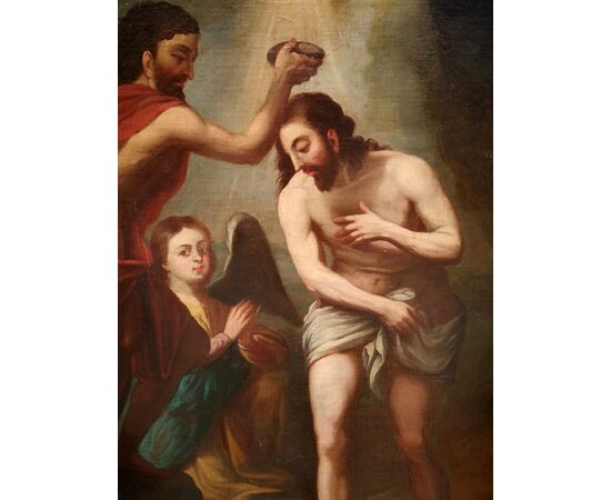 Dipinto olio su tela , raff: Battesimo di Cristo: epoca: prima metà del 700