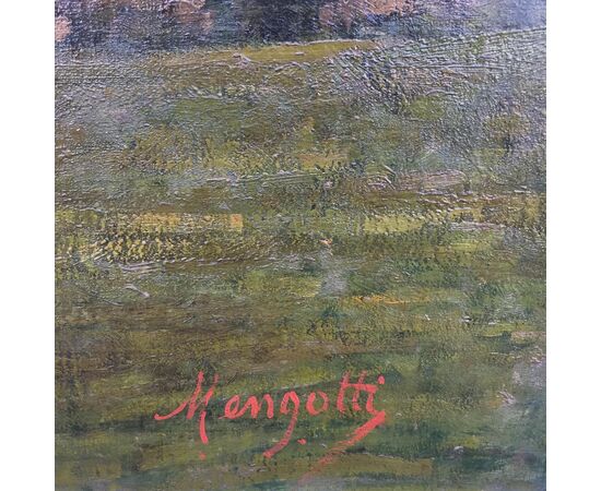 Oil painting on canvas depicting landscape, painter: Mengotti     