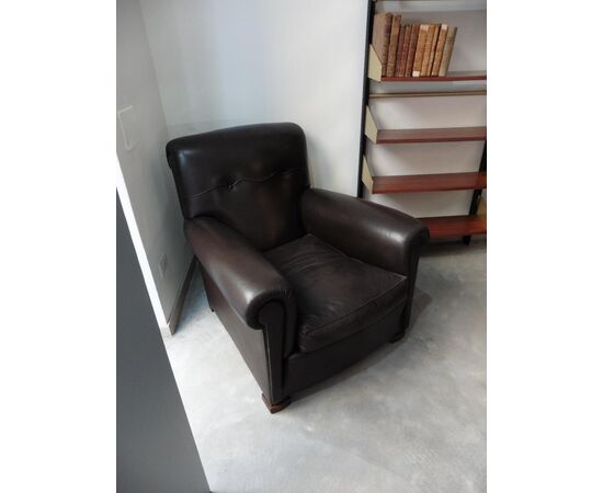Pair of leather armchairs, Art Deco, France     