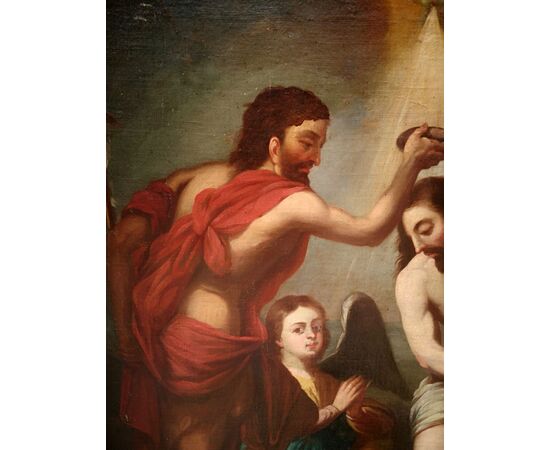 Dipinto olio su tela , raff: Battesimo di Cristo: epoca: prima metà del 700