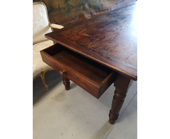 Large table in fir wood, period: 19th century     