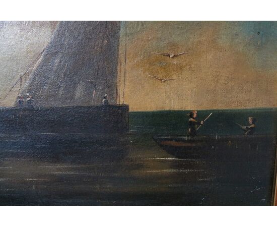 Painting, &quot;Boats in the sea&quot;     