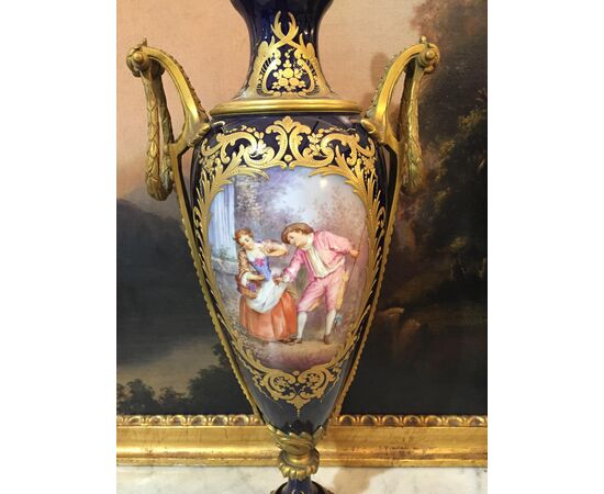 Pair of Sevres porcelain vases, 19th century     