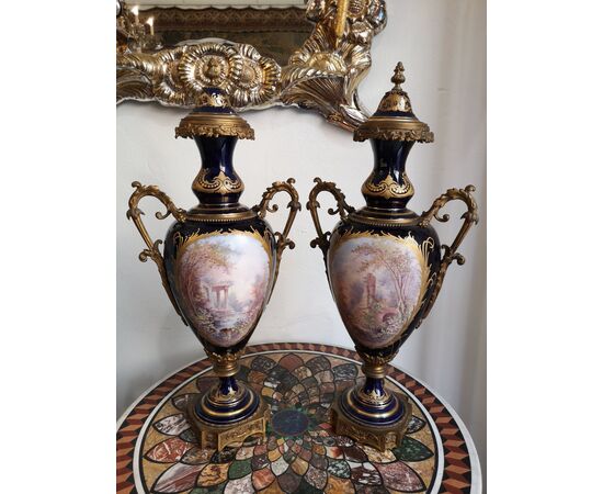 Pair of Sevres porcelain vases     