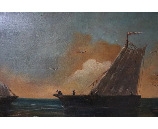 Painting, &quot;Boats in the sea&quot;     