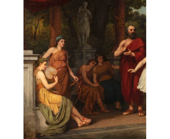 Scena di danza nell’antica Grecia, olio su tela, firmato Johan Raphael Smith