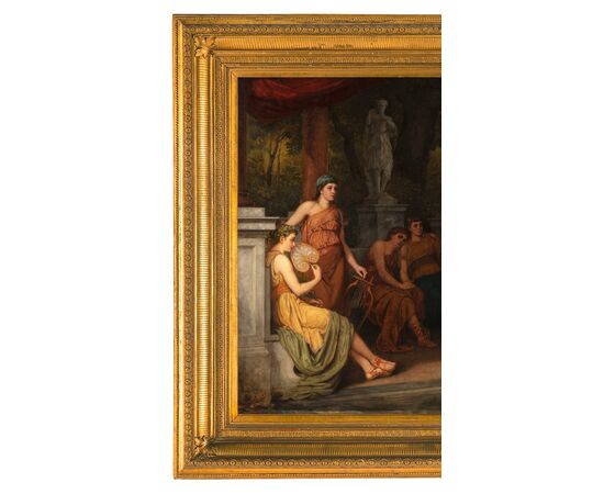 Scena di danza nell’antica Grecia, olio su tela, firmato Johan Raphael Smith