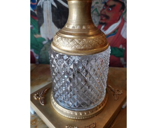 Importante coppia di vasi in cristallo e bronzo dorato