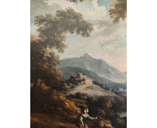 Scipione Cignaroli ( 1690 - 1766 ) , dipinto paesaggio con figure