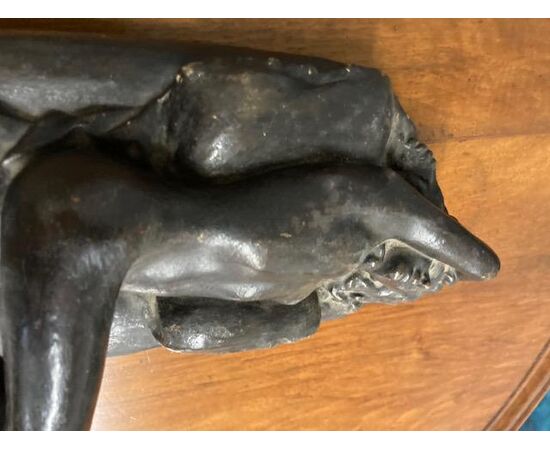 Antica scultura “nudo disteso “ 1940 art decò in terracotta brunita. Mis 33 x 14 Altezza cm 10