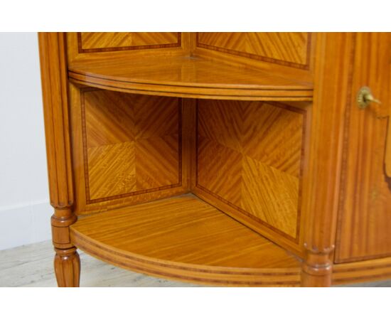 Credenza desserte a mezzaluna, legno di seta, Inghilterra XIX secolo