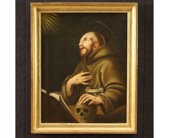 Religious painting of Saint Francis of Assisi from the 18th century