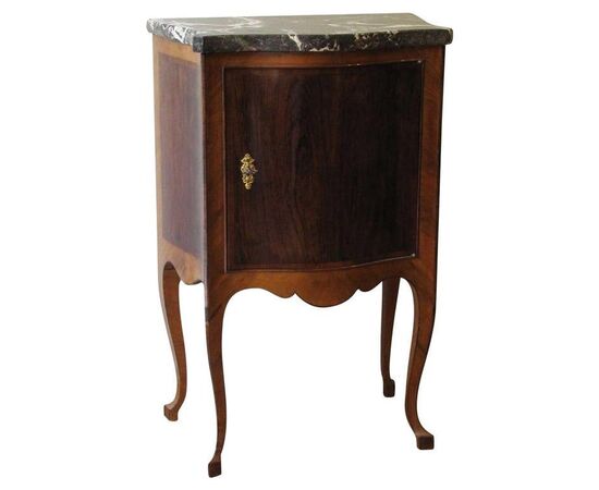 TUSCAN CROSSBOW BEDSIDE TABLE WITH MARBLE TOP     