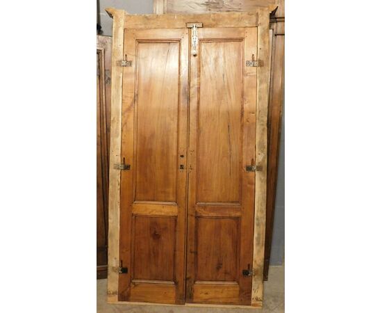PTI729 - Porta in legno a due battenti, epoca '800, cm L 115 x H 220