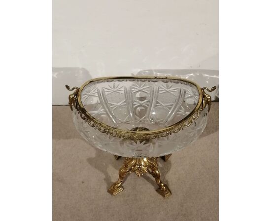 Grande coppa dell'800 in cristallo e bronzo dalla collezione di Margherita di Savoia