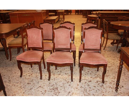 Gruppo di 6 sedie direttorio in legno di mogano
