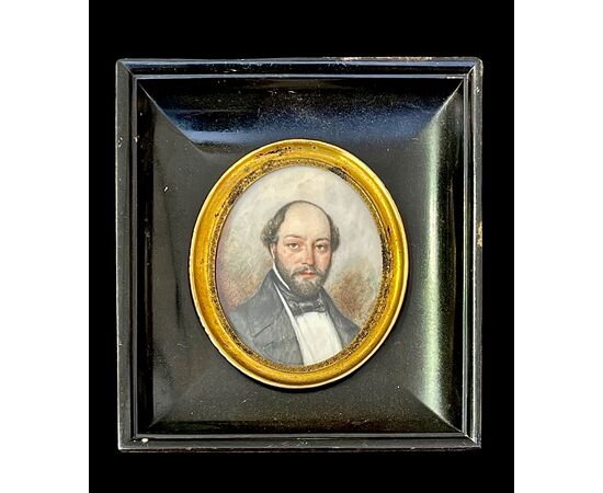 Miniatura incorniciata raffigurante personaggio maschile.Firma e data 1846.